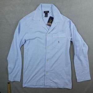 NWT POLO Ralph Lauren Men Knit Pajama Top Long Sleeves Light Blue Size Medium